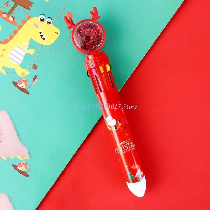 

R6FF Pack of 4 Christmas Pen Retractable Ballpoint Pen Multicolor Ballpoint Pen Christmas Gift for Kid Student Class Reward