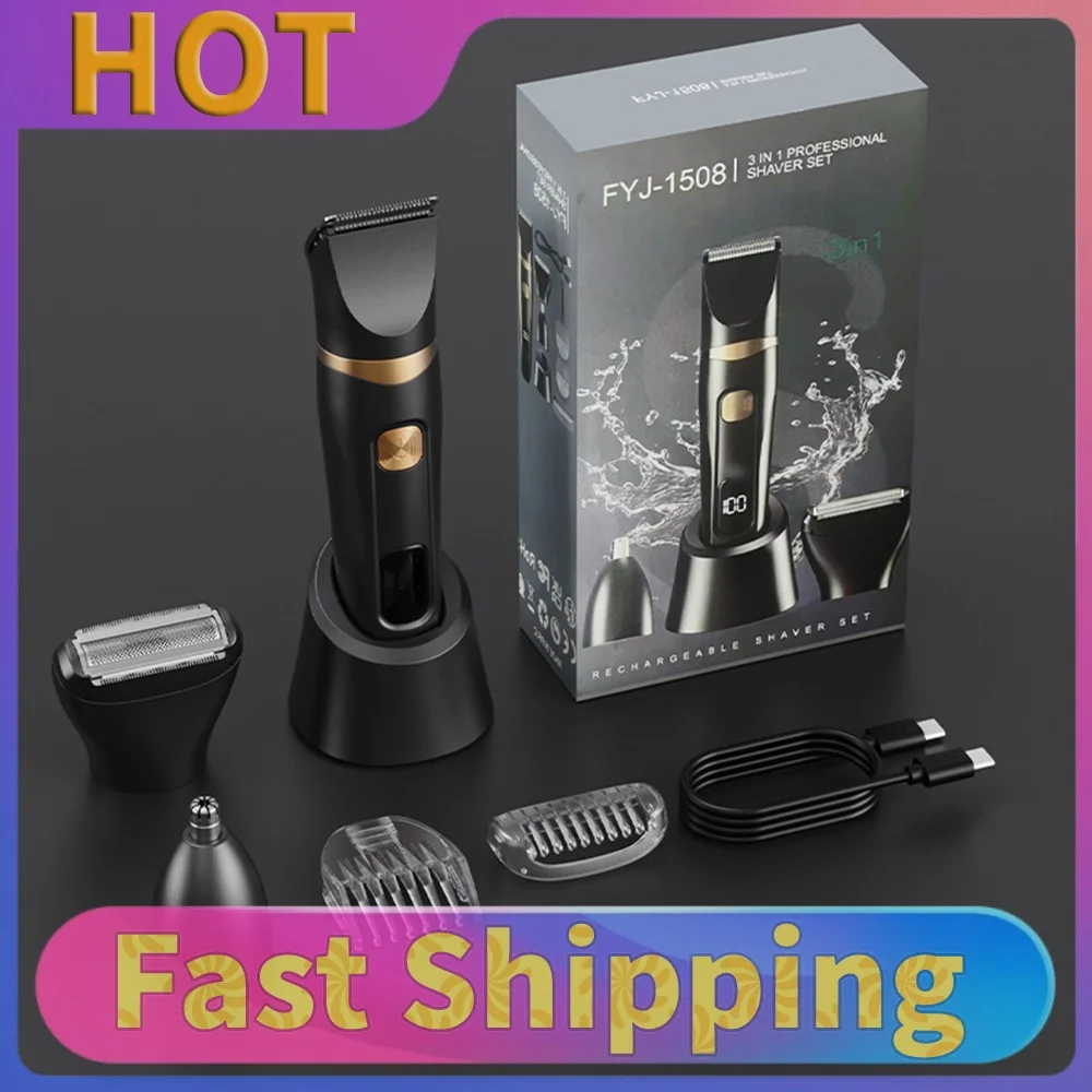 3-In-1 Multifunction Body Hair Trimmer with Detachable Ceramics Blades Pubic Shaver for Men for Adults Daily Home Bathroom Use
