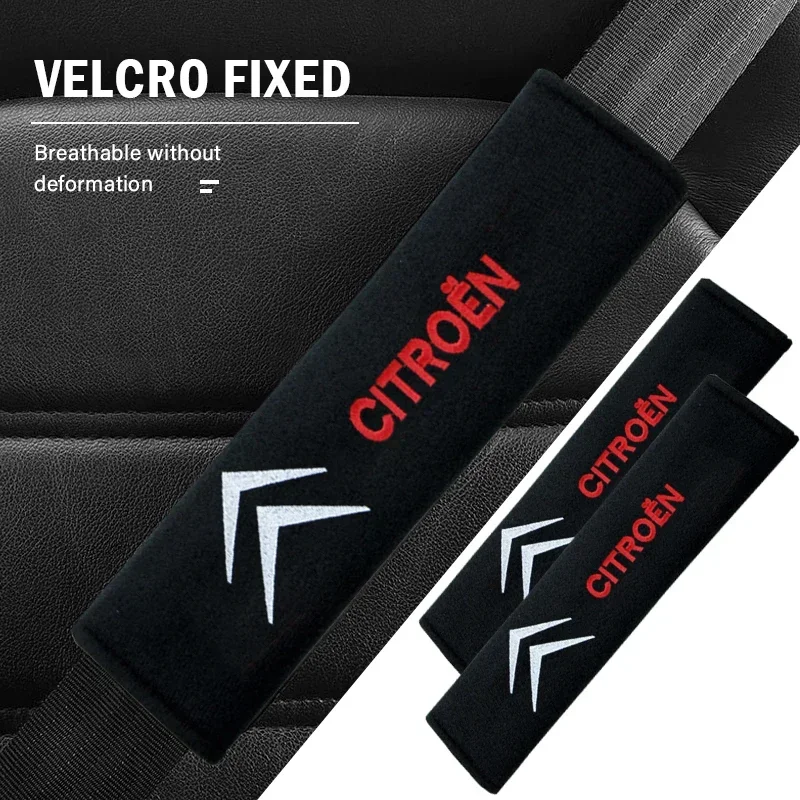 

2pcs Cotton Car Logo Pattern Seat Belt Shoulder Protection Cushion Black For Citroens C1 C2 C3 C4 C5 C6 C8 C4L DS3 DS5 Car Goods