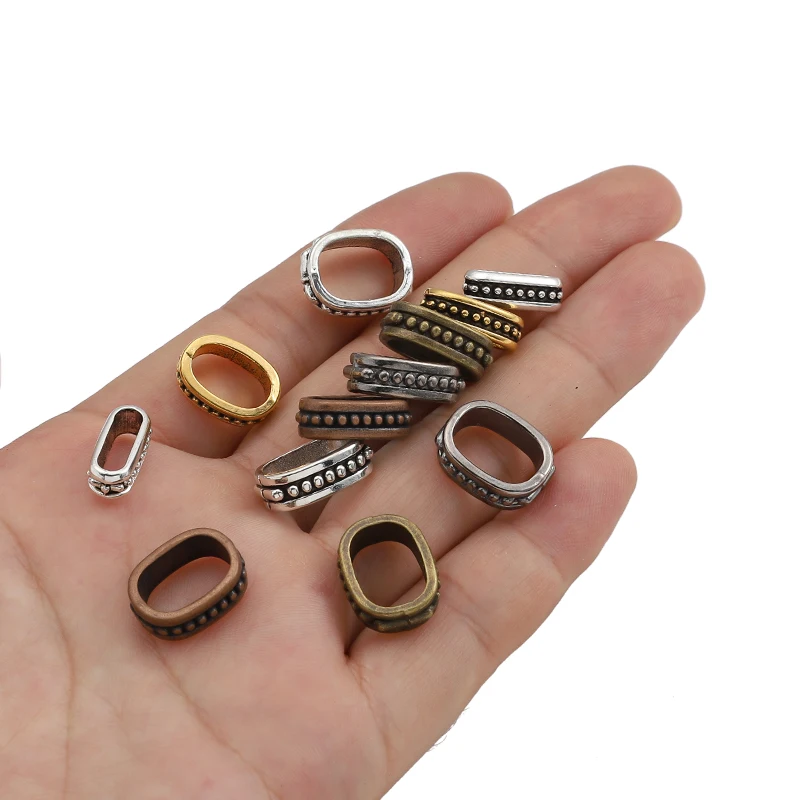 20pcs/lot Oval Slider Spacers Beads Ellipse Leather Cord Supplies for DIY Jewelry Bracelets Handmade Crafts Making Accessories