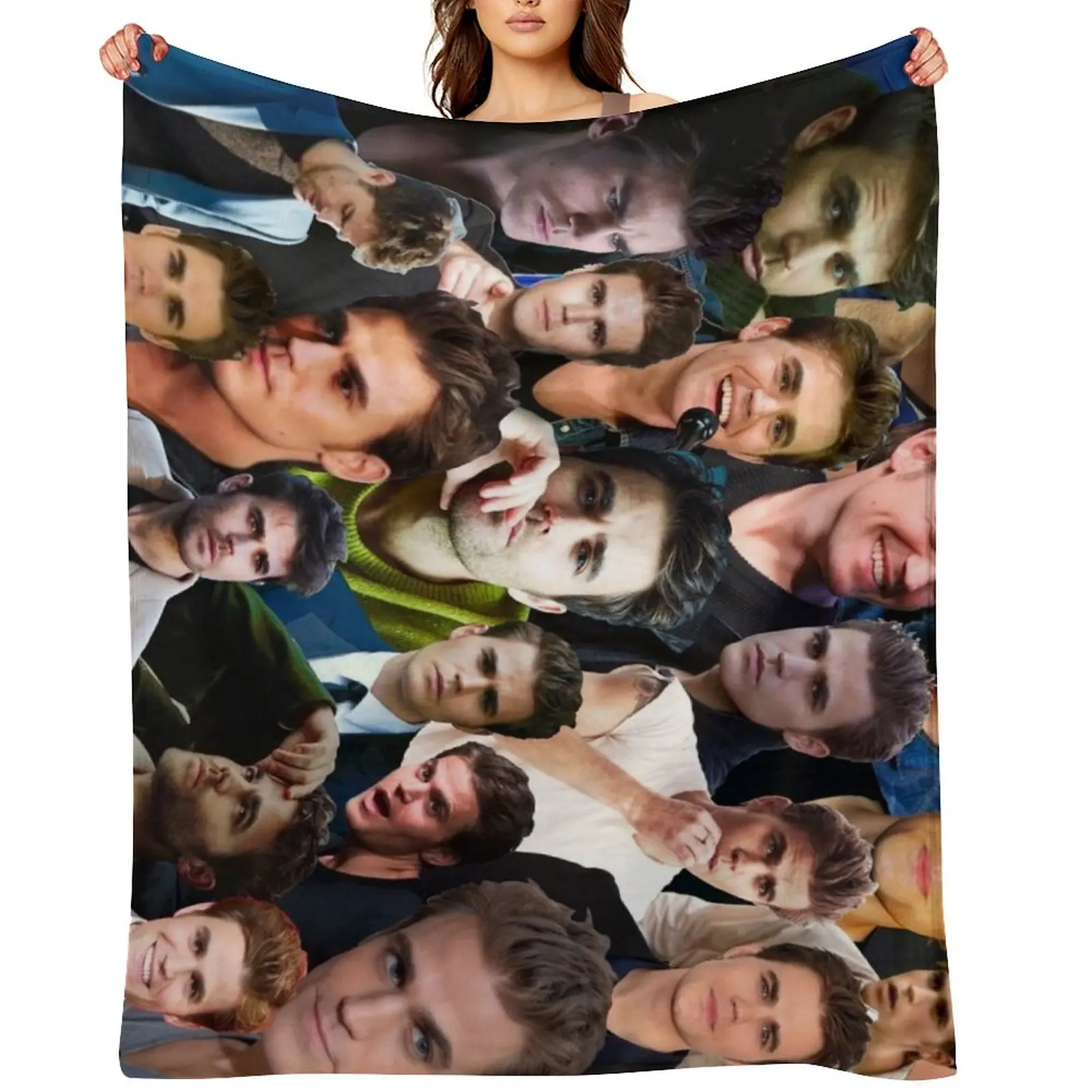 Paul Wesley Photo Collage Throw Blanket Luxury Thicken Plush Decorative Sofas Blankets For Sofas Blankets