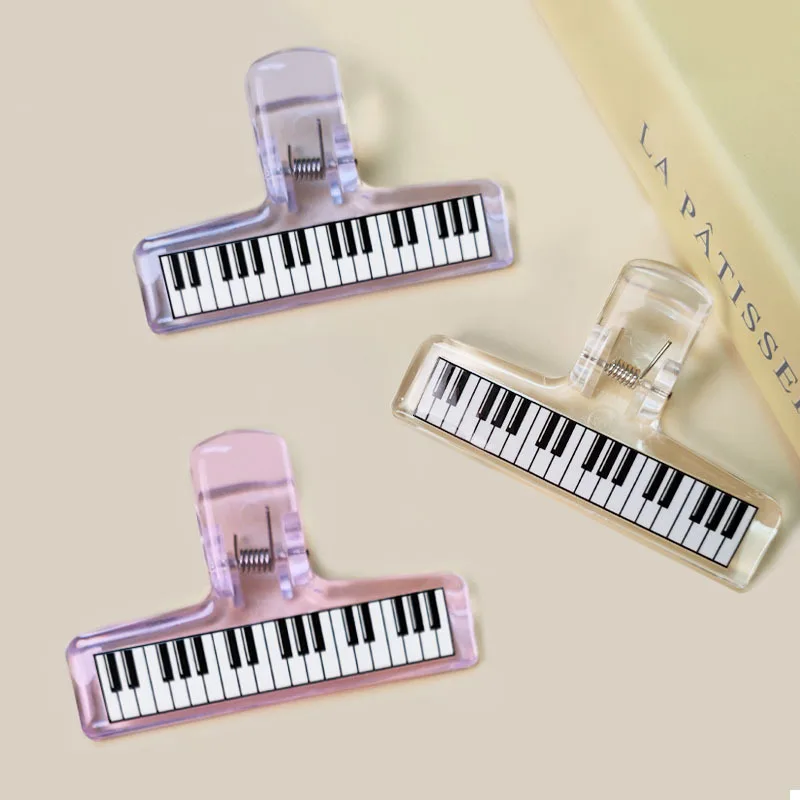Clip de papel con patrón de Piano musical, Clip acrílico transparente, Clips de puntuación de Piano, carpeta de oficina, organizador de papel de prueba para estudiantes