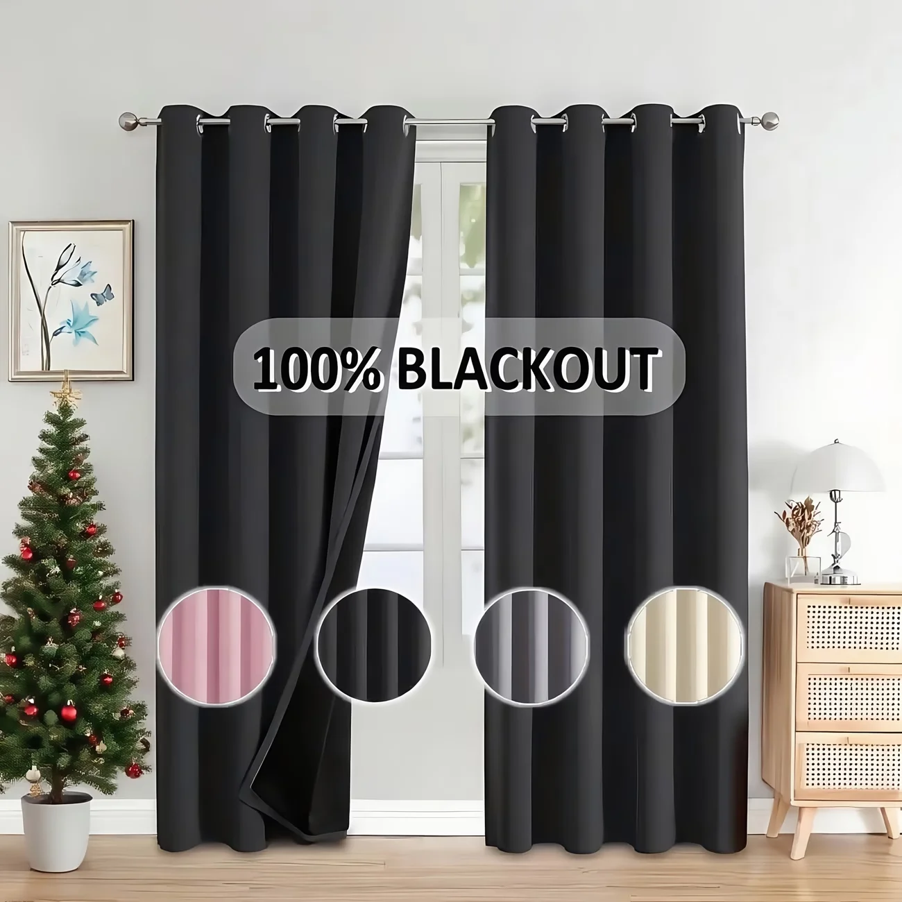 1pc 100% Blackout  Thermal Insulated Lining for Bedroom, Bathroom & Living Room | Room Darkening Drap