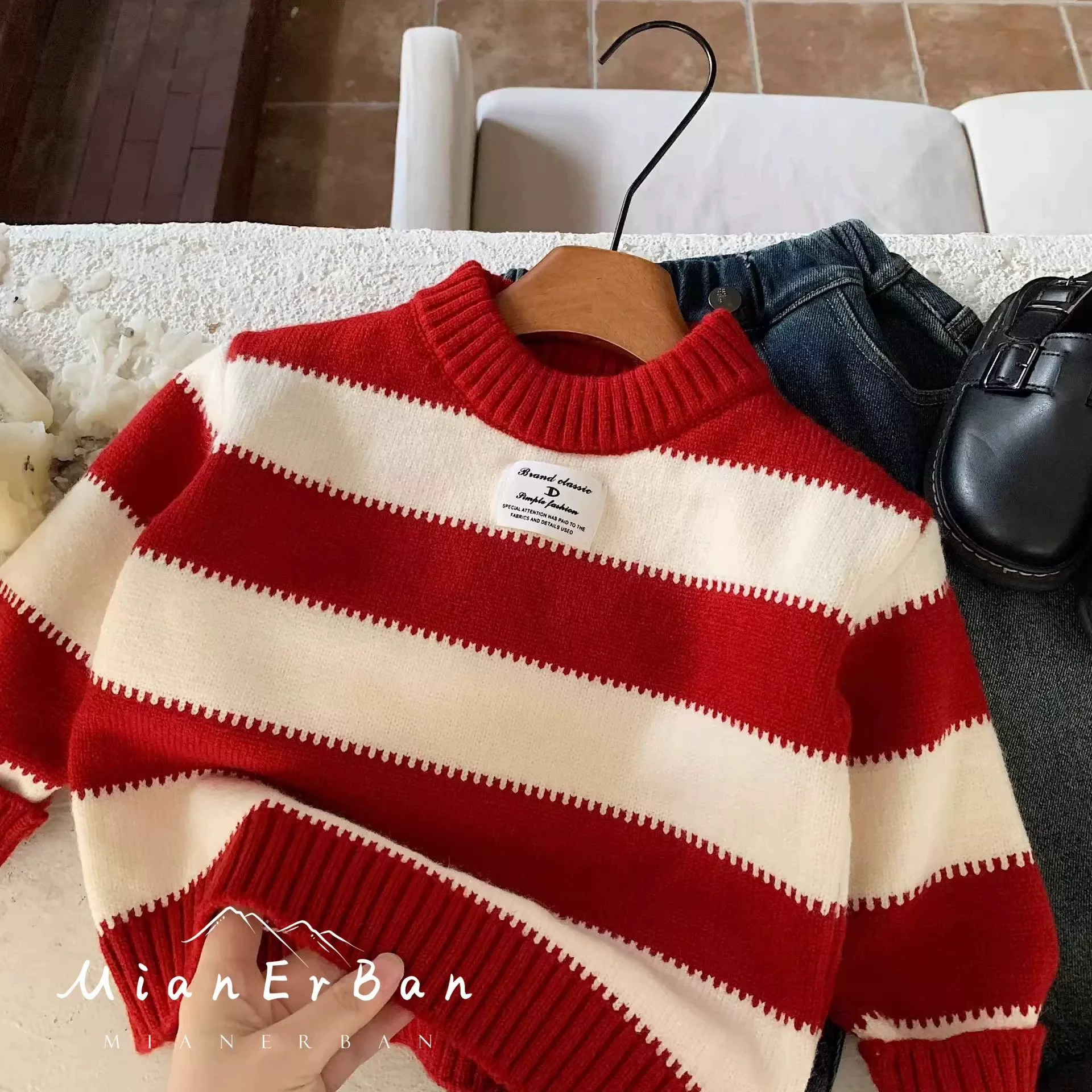 

New Girls Striped Knitted Sweaters Kids Warm Pullovers Autumn Cotton Knitwear Tops Children Clothes 2-8 Years