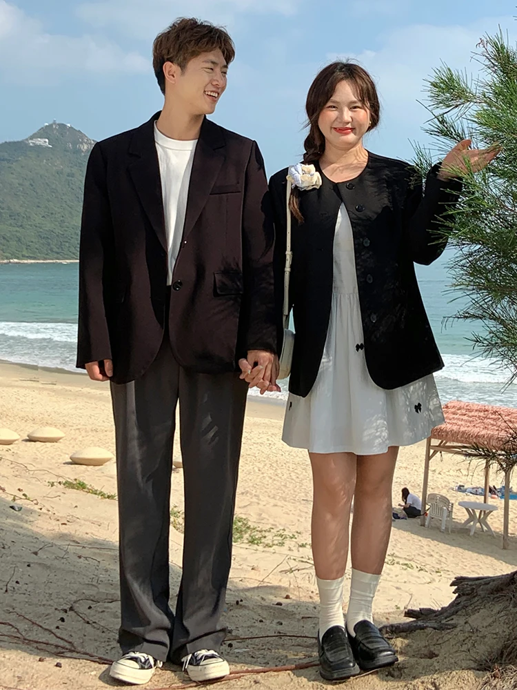 

Slimming Effectiven plus Size Women's round Ne Suit Jaet Lightweight Oxygen Korean Sle Conceal Meat Bla Suit