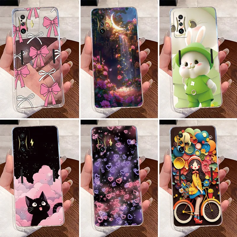 For Xiaomi Poco F4 GT F3 GT Redmi K50 Gaming K40 Gaming Case POCO F4GT Phone Case Luxury Cute Heart Rabbit Clear Soft TPU Cover