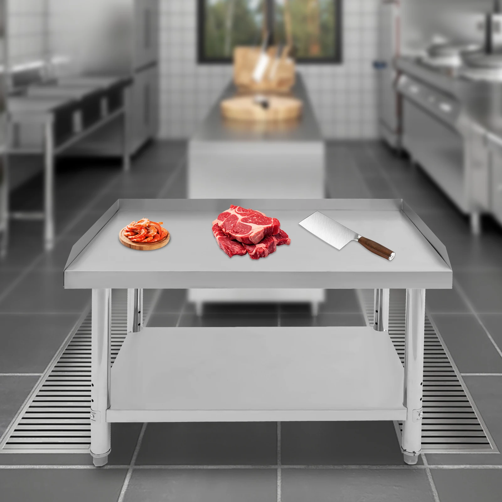 36*24*35 cm Commercial Work Table Work Table with Backsplash Prep Table for Kitchen Restaurant Garage Laundry