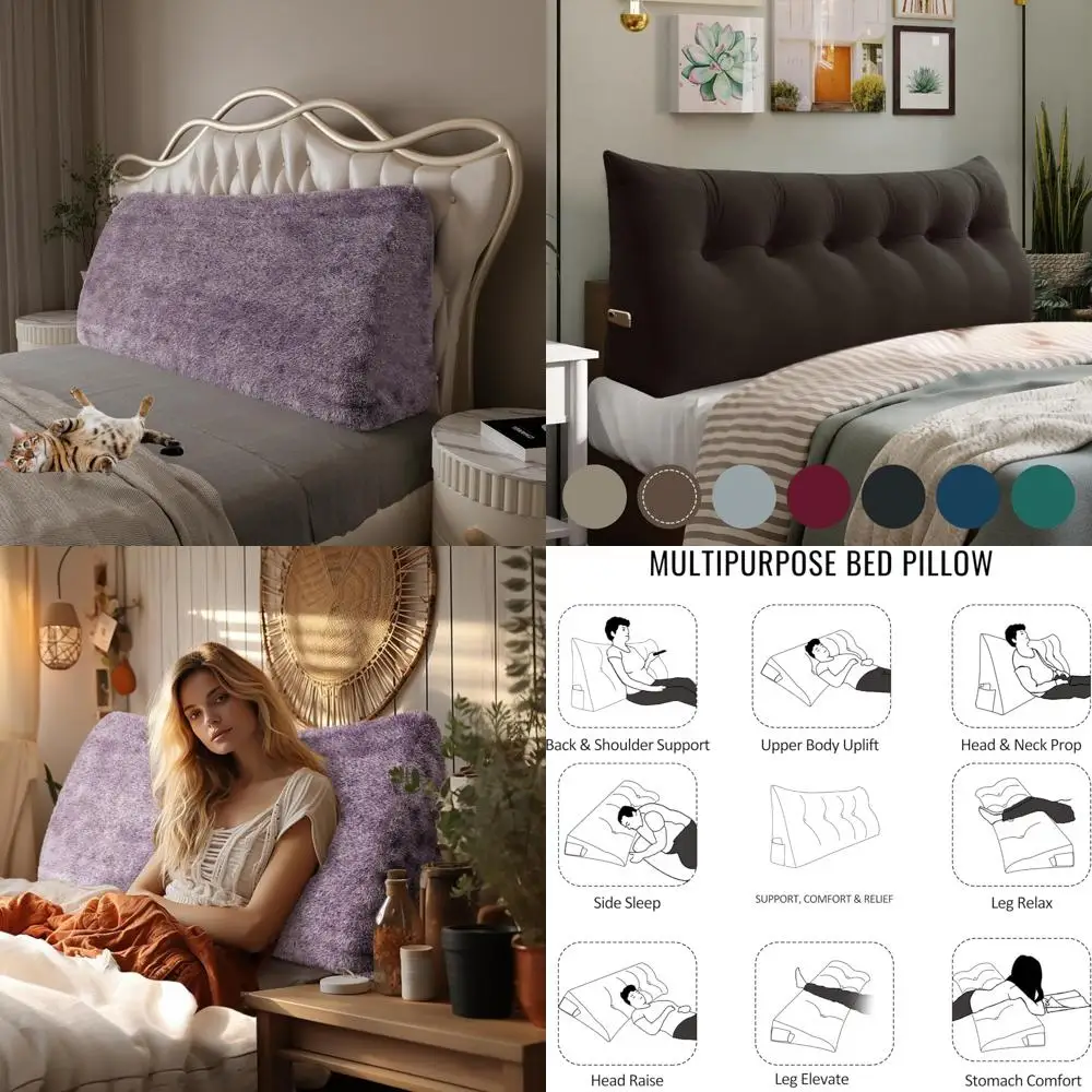 

Thickened Wedge Pillow for Bed - Headboard Body Positioner, Backrest Support, Triangular Sleeping Pillow