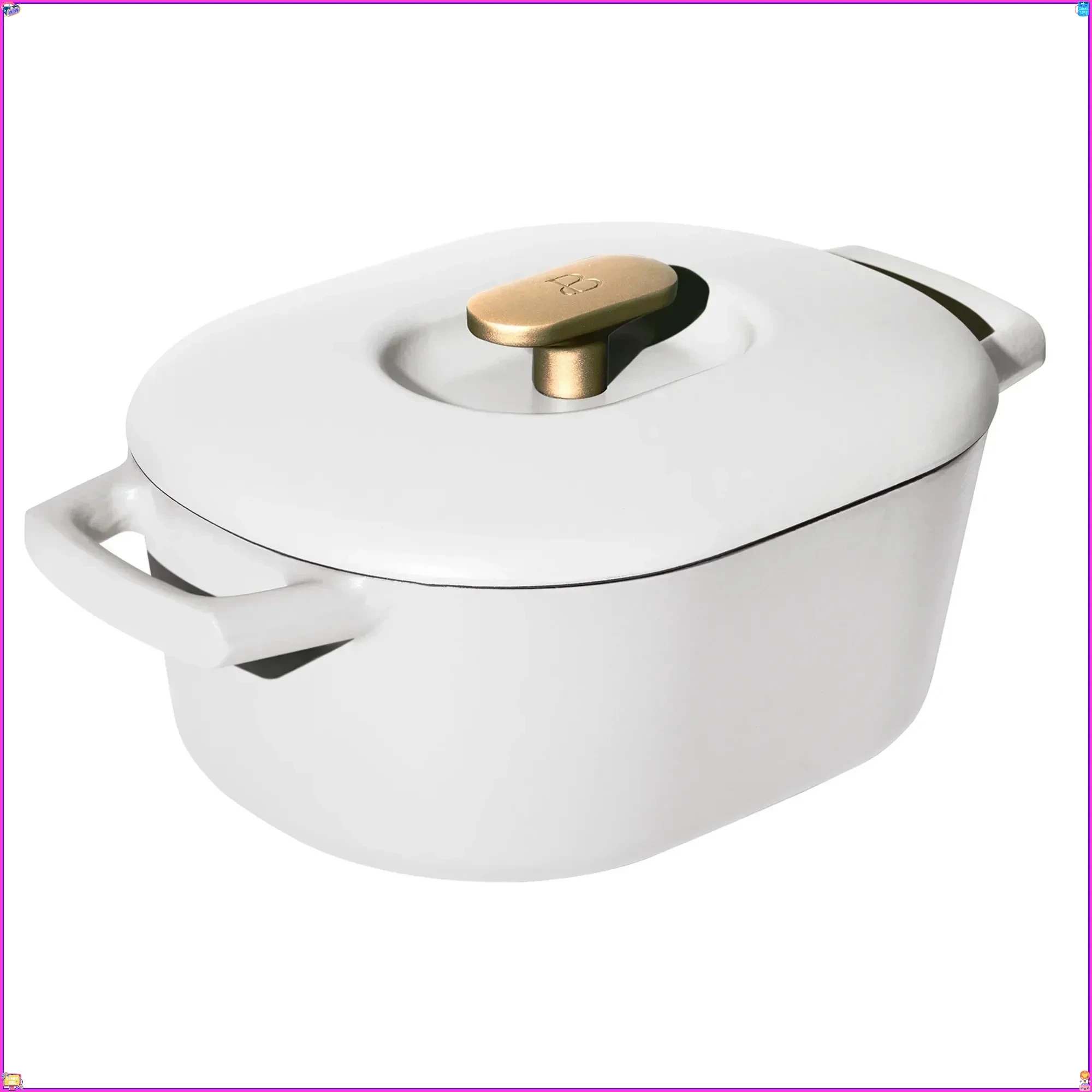 

6QT Enamel Dutch Oven, White Icing. Versatile Kitchen Pot for Baking, Braising, Frying. Perfect for Family Cooking & Gifting.