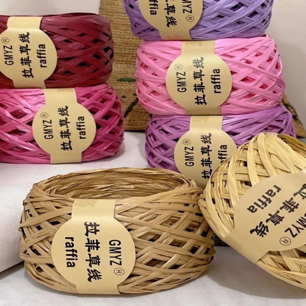 

80m Lafite Grass Washable Braided Thread DIY Summer Sandal Hook Bag, Hook Cap Thread Handmade Braided Thread Material