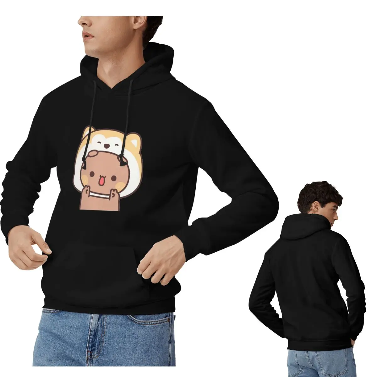 

Толстовки с капюшоном «Медведь и панда Бубу Дуду», мужские и женские повседневные пуловеры, модные толстовки с длинными рукавами и капюшоном, осень-зима