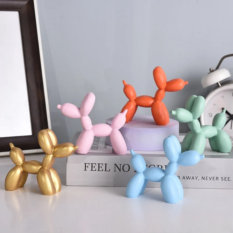 Balloon Dogs Resin Figurines Nordic Animals Statues Mini Puppy Art Sculptures Living Room Ornaments Office Table Decorations