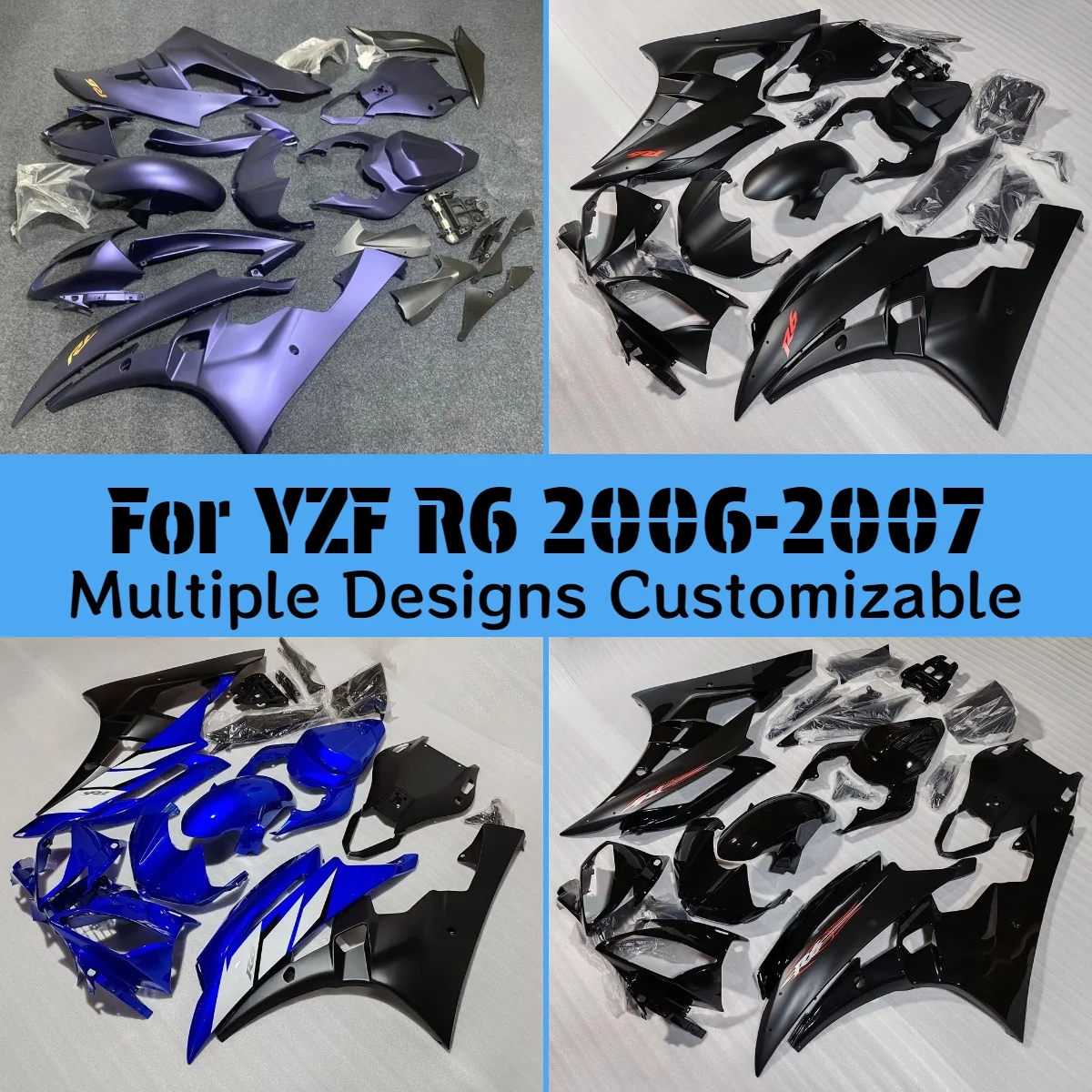 For YAMAHA YZFR6 2006 2007 Injection Fairings YZF R6 06 07 Aftermarket Motorcycle Customized ABS Plastic Prime Fairing Kit