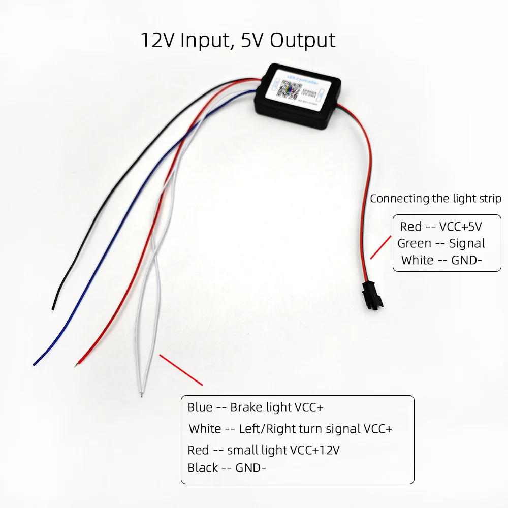 Welcome/Turn/Brake/Daytime Running Light Colorful LED Controller WS2812 Motorcycle Modification Bluetooth APP remote control 900