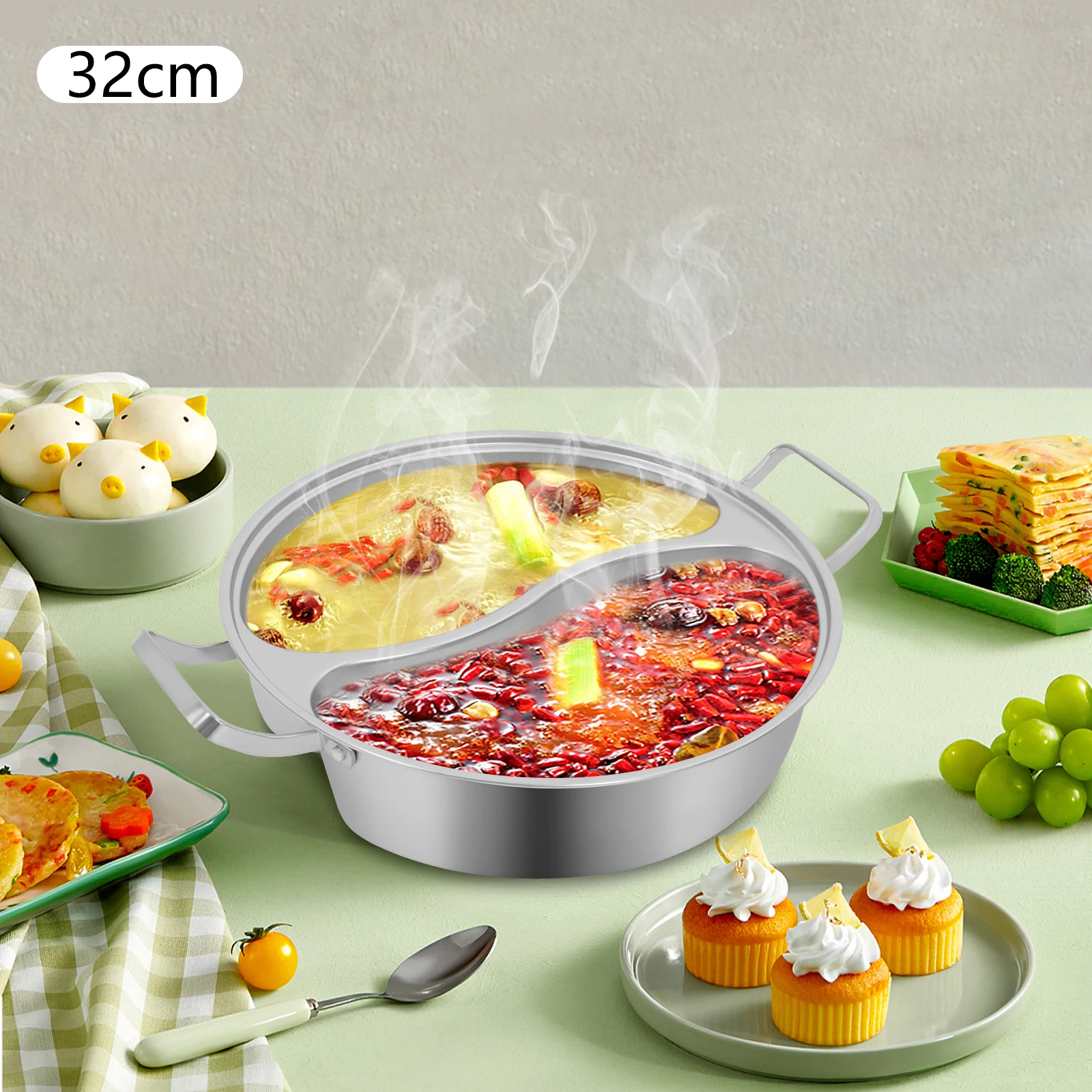 

Двухсекционный хот-пот с двойным вкусом и прозрачной крышкой