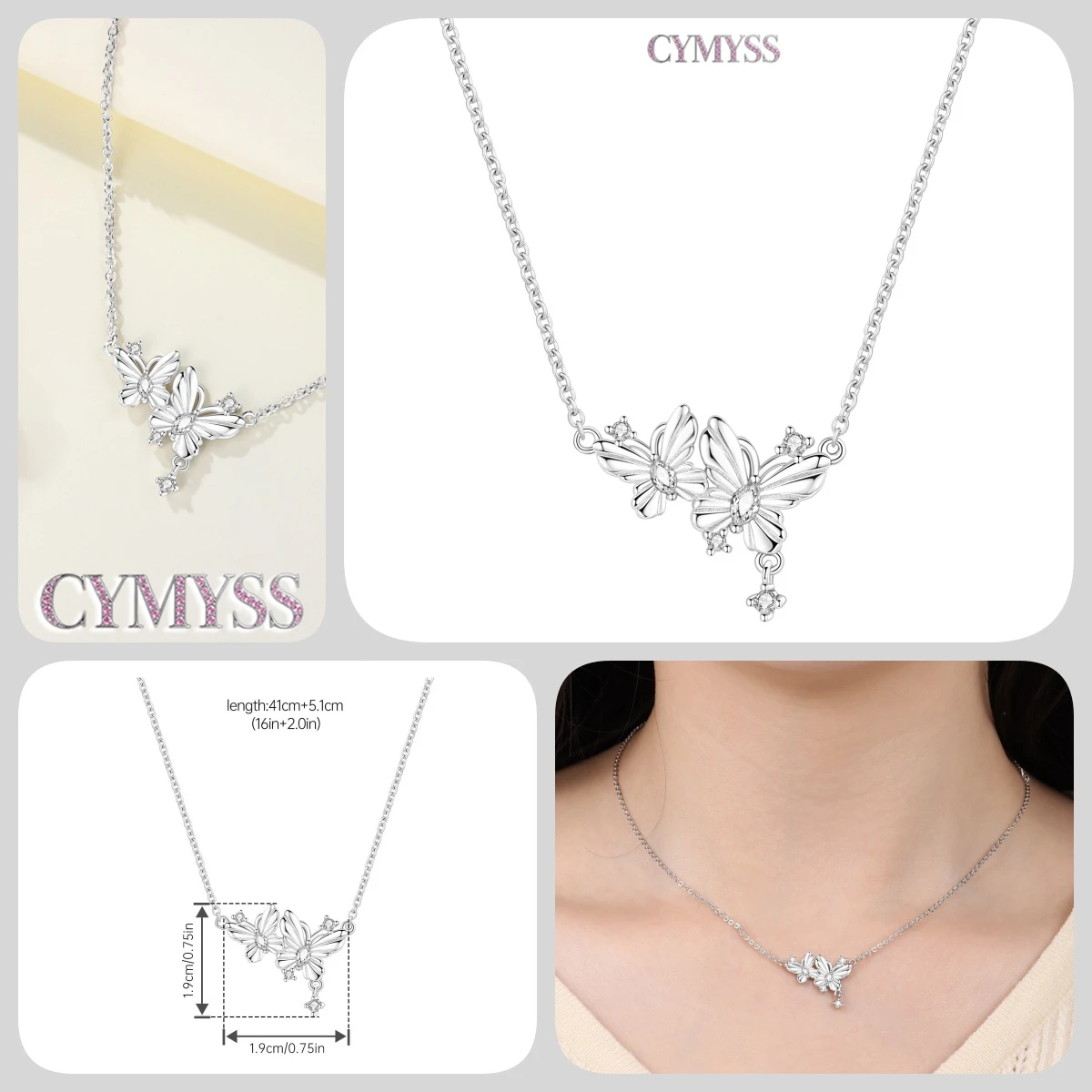 2026 Original 925 Sterling Silber Planeten-Halskette mit Liebesherz und Zirkonia-Einlage, Romantischer Modeschmuck, Partygeschenke für Frauen – Detail 6