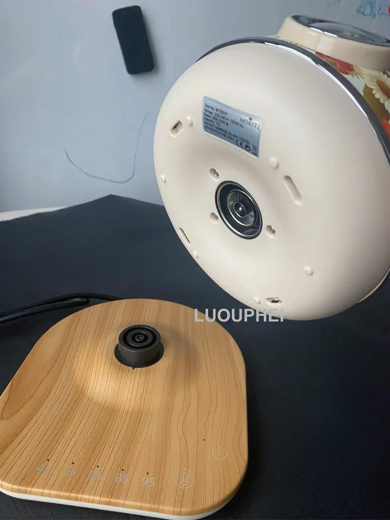 1.7L Retro Paint Decal Electric Kettle Wood Grain Handle 304 Stainless Steel Temperature Control Teapot Auto Keep Warm Kettle 6