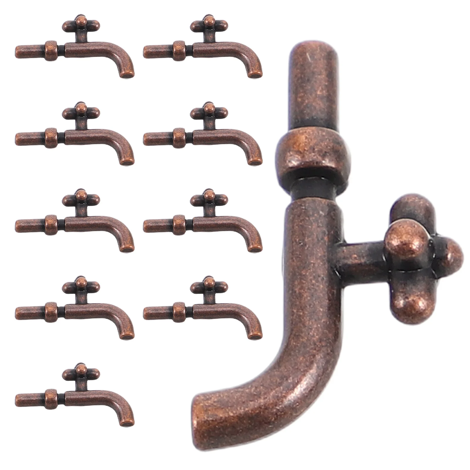 

10pcs Dollhouse Faucet Miniature Bathroom Accessories Vintage Kitchen Sink Toy Alloy Basin Tap Child DIY Decor
