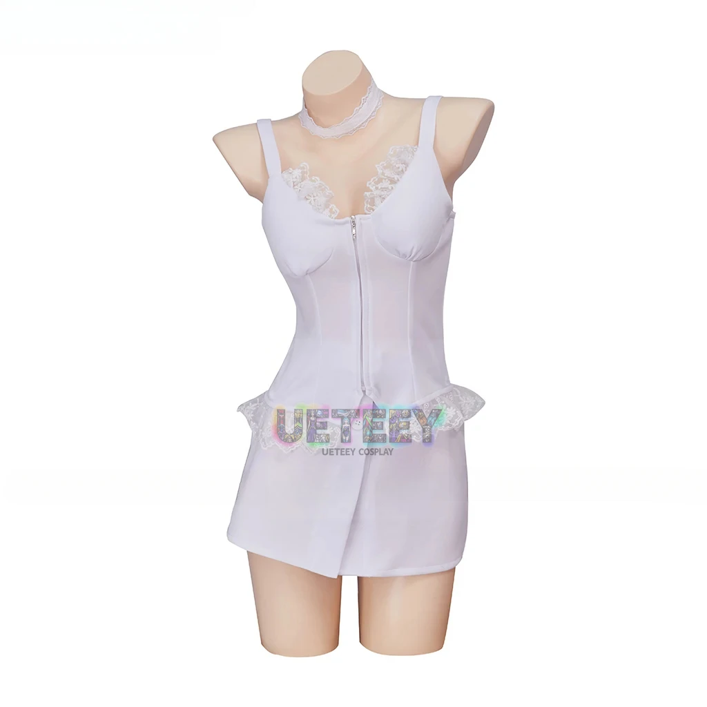 UETEEY لعبة كوسبلاي كاثرين أزياء تنكرية كاثرين مثير بحمالات بيضاء قصيرة مع جوارب مجموعة كاملة للنساء