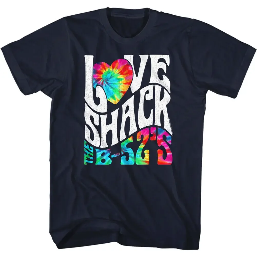 

The B52's Love Shack Tie Dye Logo T-Shirt New Punk Music Navy Cotton Mens Merch