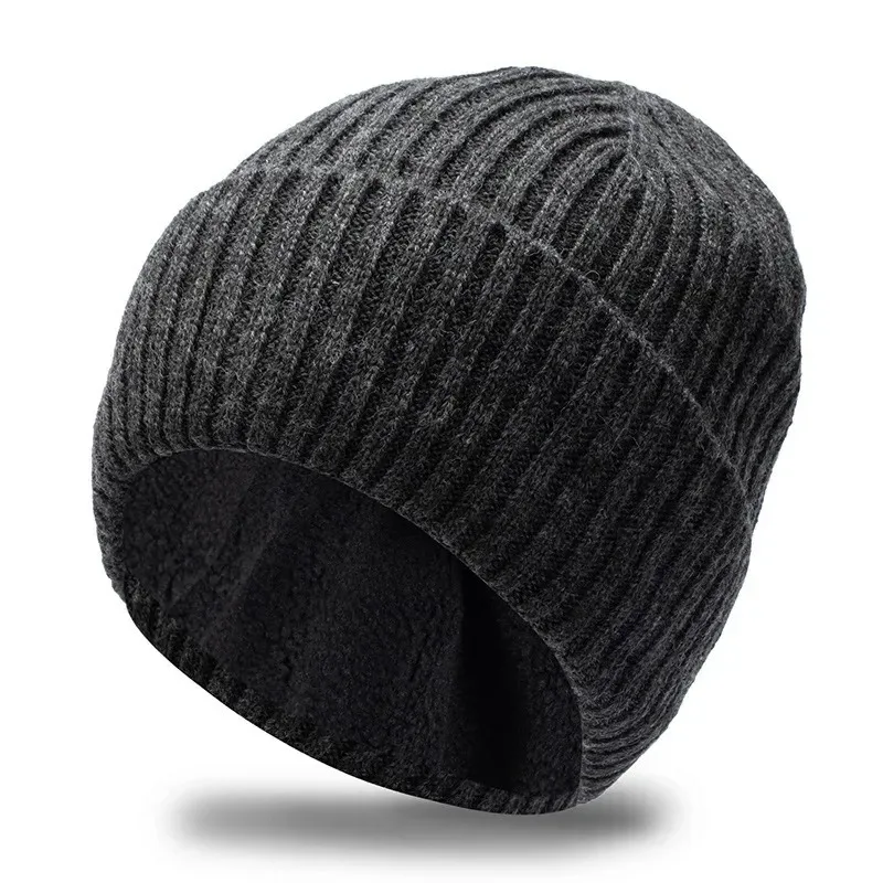 

Wool Blended Knitted Hats Men Keep Warm Winter Big Size Beanies Thickened Toand Large Size Cold Skullies Ski Golf Cap