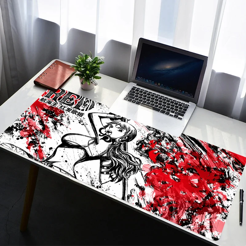 แผ่นรองเมาส์อุปกรณ์เสริมพียางกันลื่น Mousepad แล็ปท็อป Gamer แป้นพิมพ์ Pad Office One Piece Nami คอมพิวเตอร์ Gaming โต๊ะแผ่นรองเม้าส์