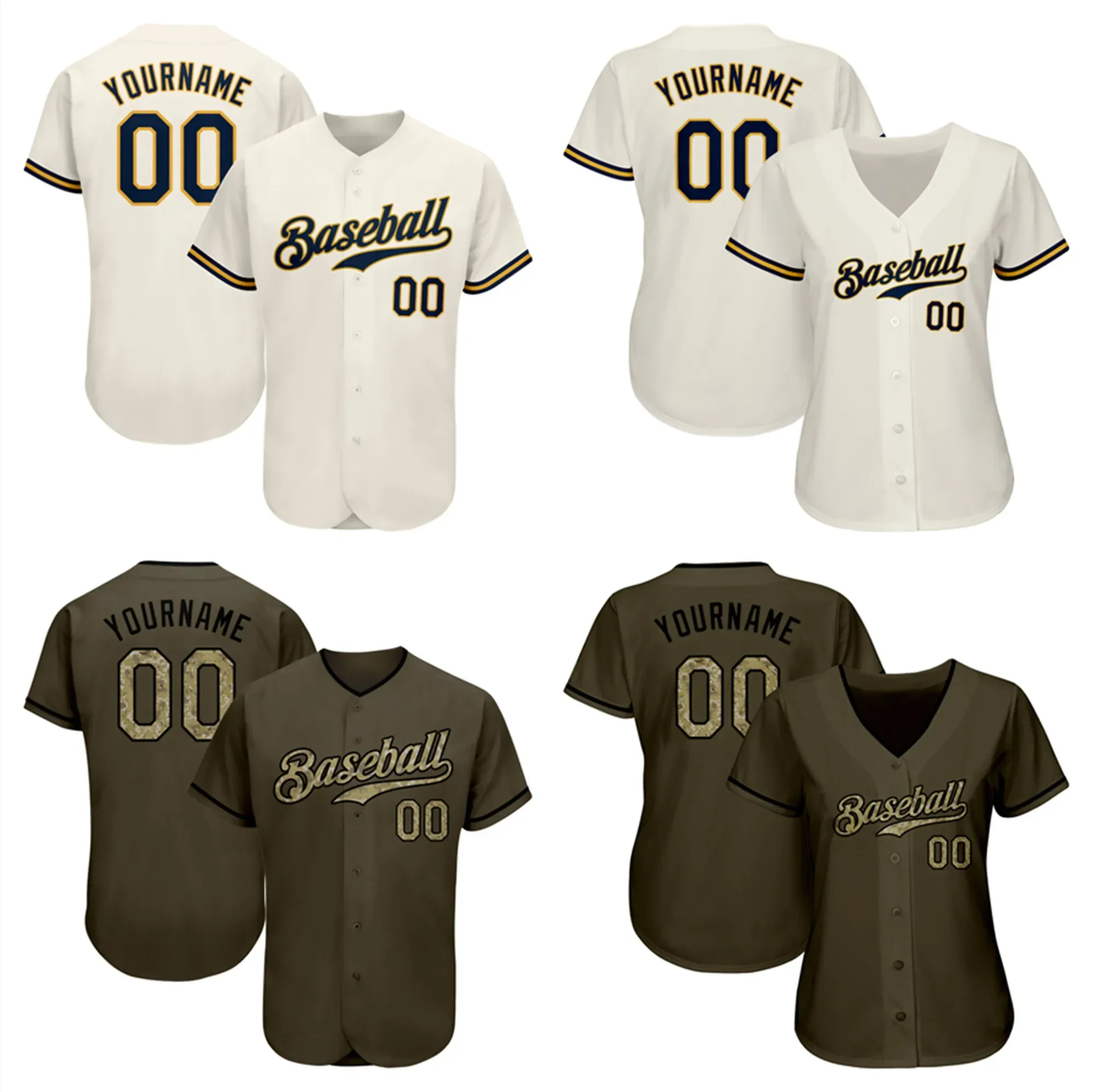 Custom Baseball Jersey Full Botton Holiday Party T-shirts Personalized Name Logo Number Adult Kids Training Uniform Unisex