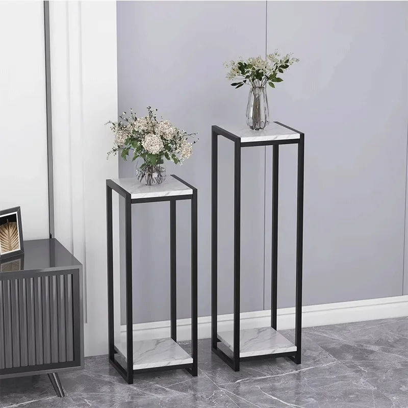 

Nordic light luxury marble flower stand ornament shelf living room balcony decoration floor-to-ceiling wrought iron flower pot