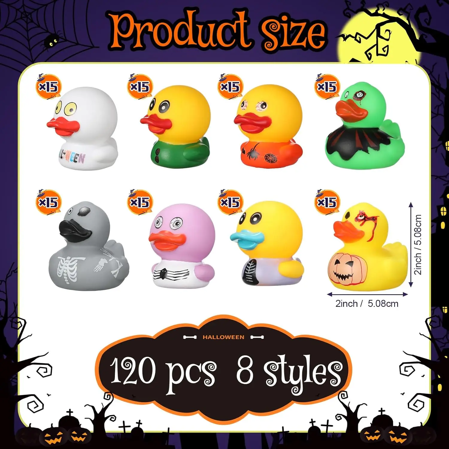 120 Stuks Halloween Badeendjes In Bulk Kleine Badeend Bad Speelgoed Voor Halloween Party Trick Or Treat Leveranties Bad zwembad Speelgoed