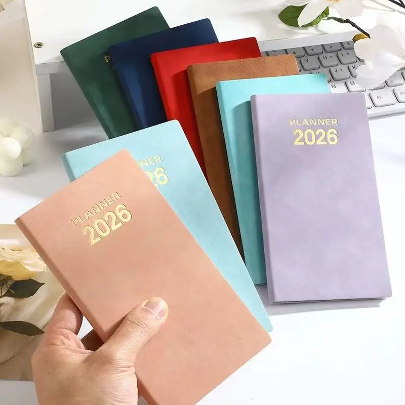 Material de Oficina y Escolar 2026, Agenda Semanal en Inglés, Libreta A6, Cuaderno Portátil de Bolsillo, Manual de Eficiencia 365, Kawai