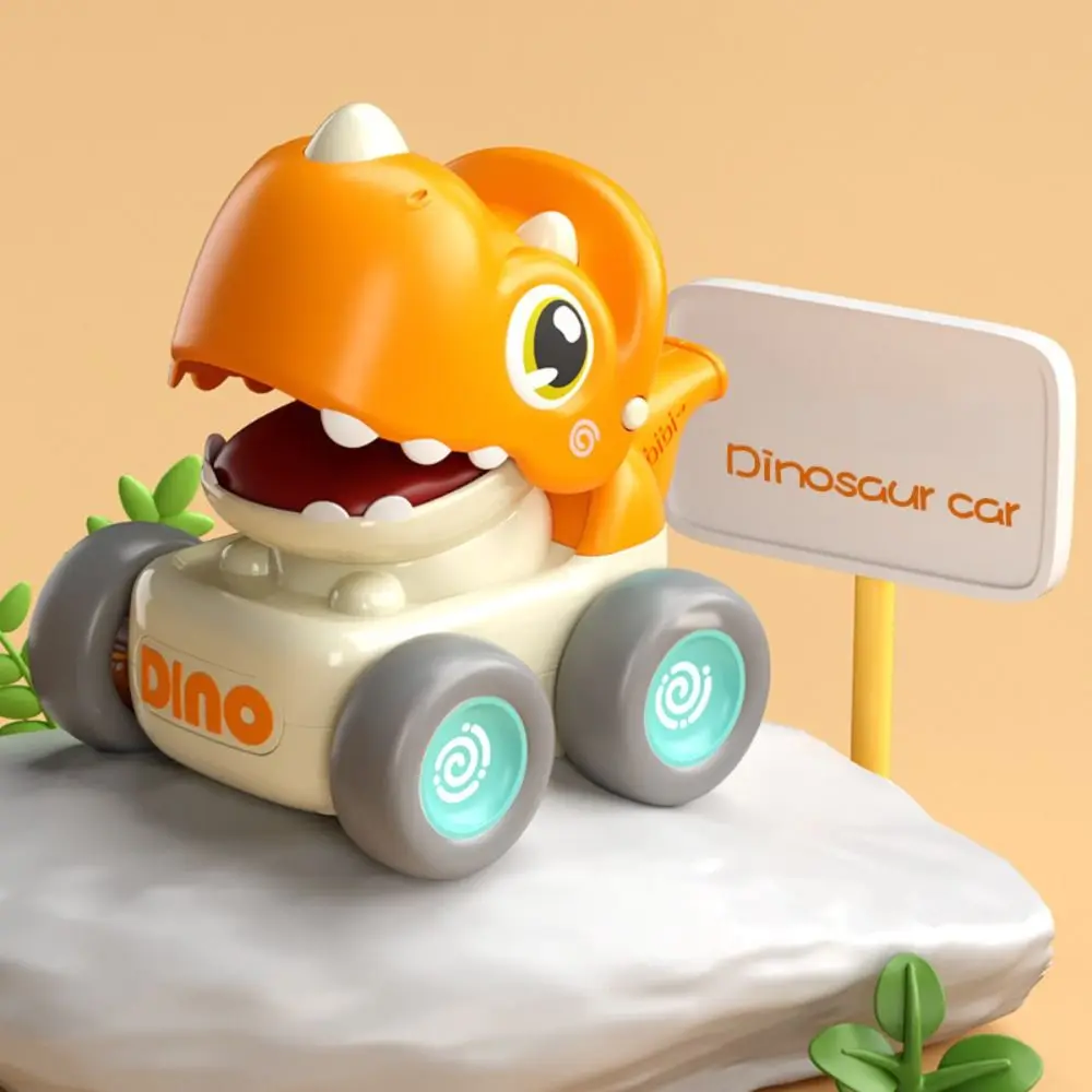 Cartoon Press Return Toy Cars Safety Plastic Press and Go Dinosaur Model Push Whistle Dinosaur Press Back Car Kindergarten