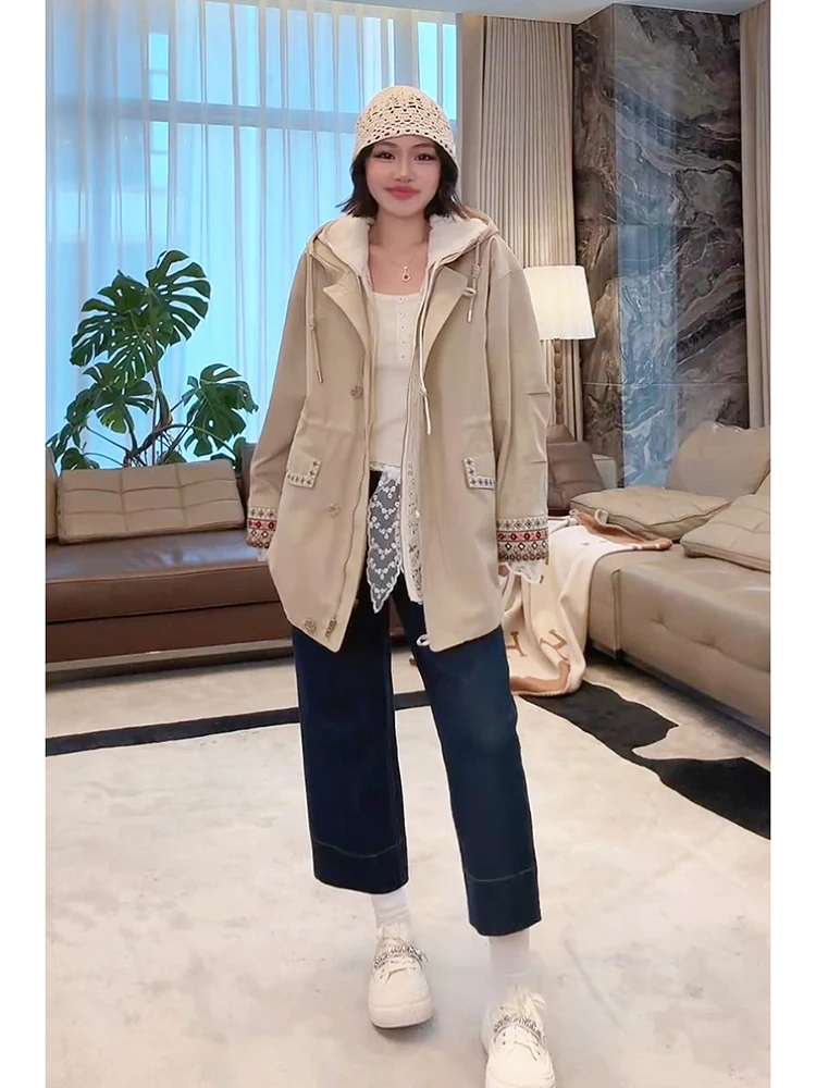 

Me Home Yang Milan Miranda Windproof Oversize Slimming Faionable Long Sve Jaet Cotton Polyester Blend Commute Sle