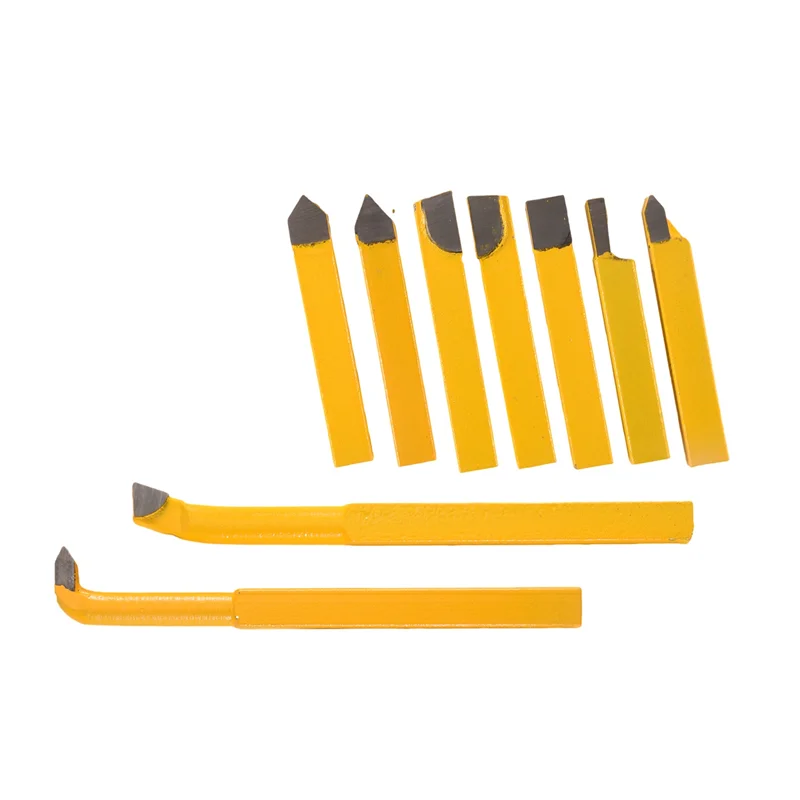 A21Q -9 Pz/set YW1 Punta Brasata in Metallo Duro con Punta Tornio Utensili da Taglio 8X8mm Gambo Ad Alta Durezza Tornitura Fresatura Punta di Saldatura