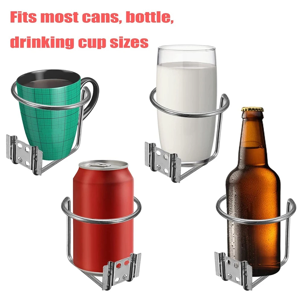 

L71A Набор из 4 универсальных держателей для напитков из нержавеющей стали для лодок, держатели для стаканов с креплением на поручень/настенное крепление для морских судов, яхт, автодомов