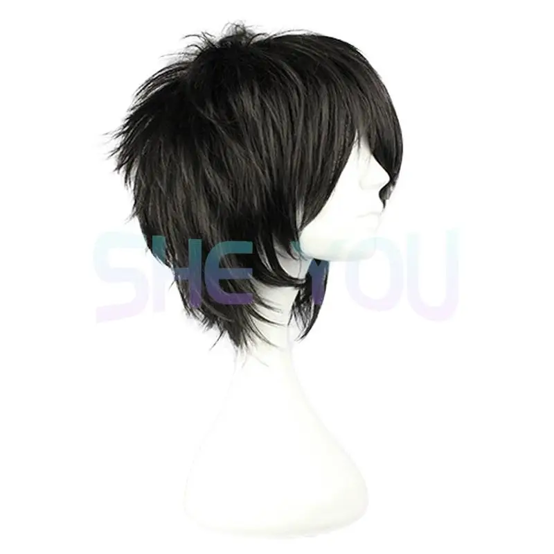 Anime Death Note L Cos Perücke Herren L.Lawliet Kurz Schwarz Hitze Beständig Synthetische Flauschigen Haar Perücken Cosplay Perücken + Perücke Kappe