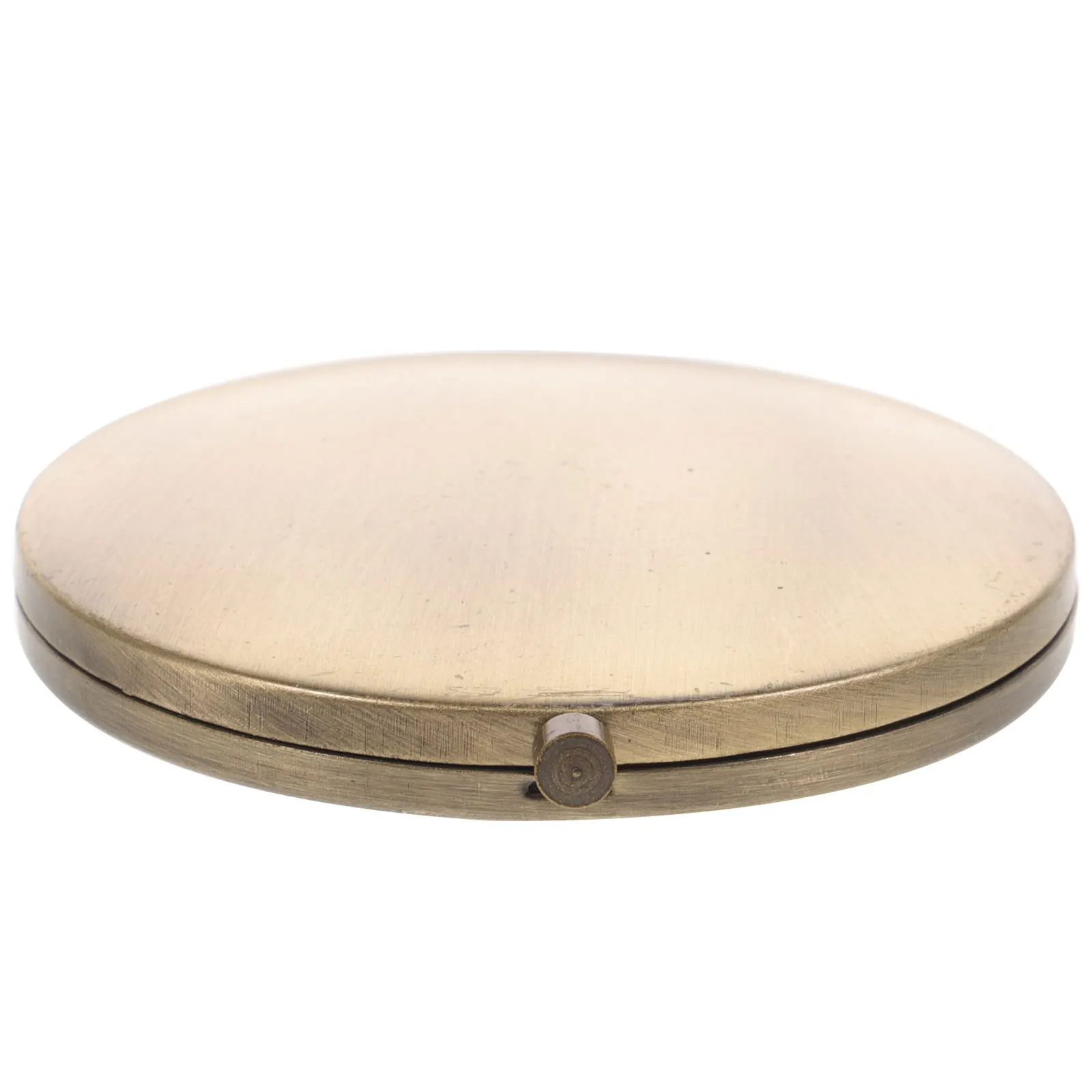 

Compact Round Makeup Mirror Foldable Portable Wood Metal Retro Design Travel Friendly Non Distortion Reflection Lightweight