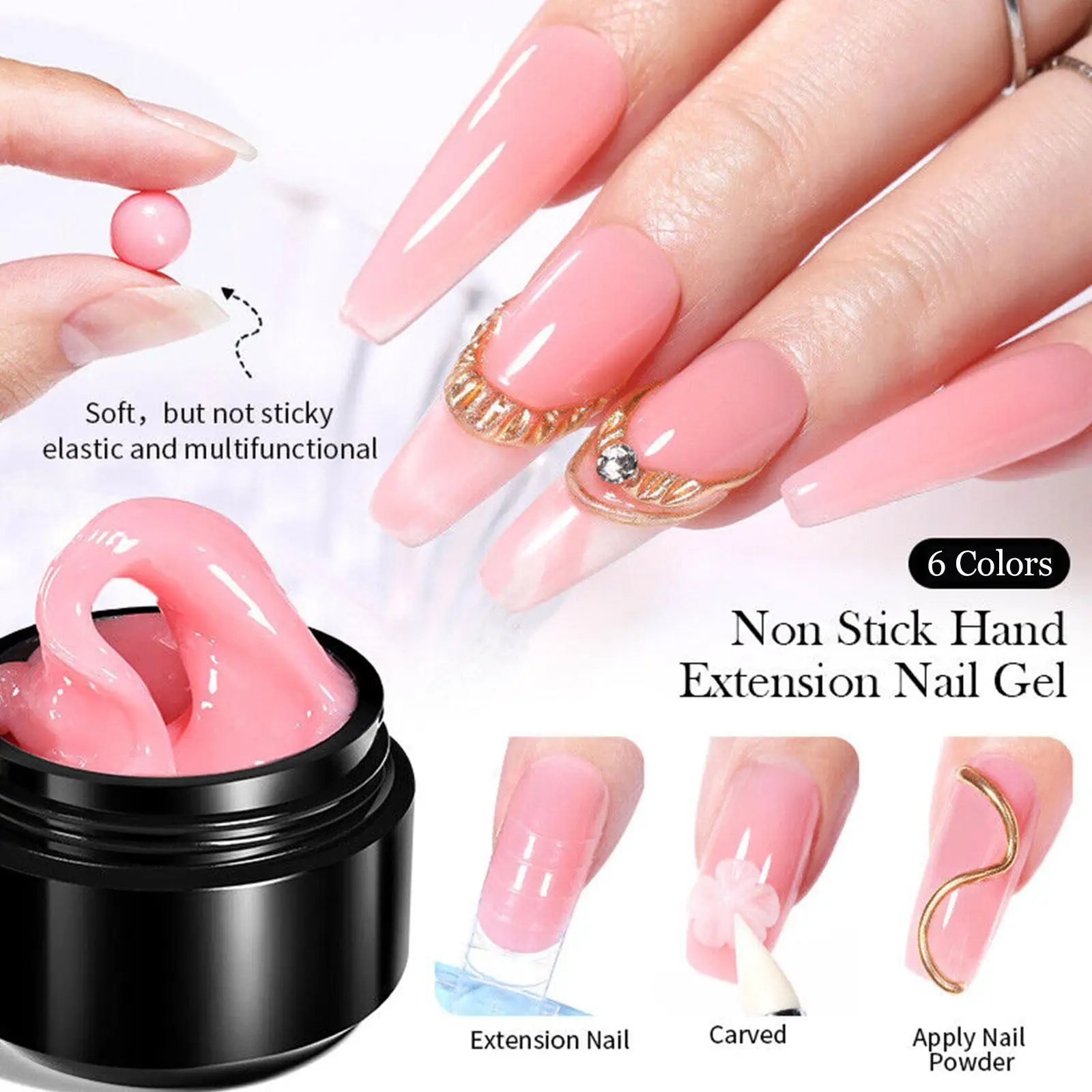 

5ml Solid Nail Extension Gel Non-stick Hand Phototherapy Gel Quick Gel Building Nail Tips Art Gel Nail Prolong Nails Polish C6D4