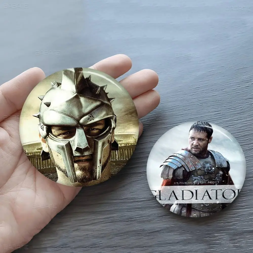 Gladiator Movie 32/44/58mm Handmade Pin Round Funny Snap-in Brooches for Backpack Cothes Accessories Badge Hat Decoration