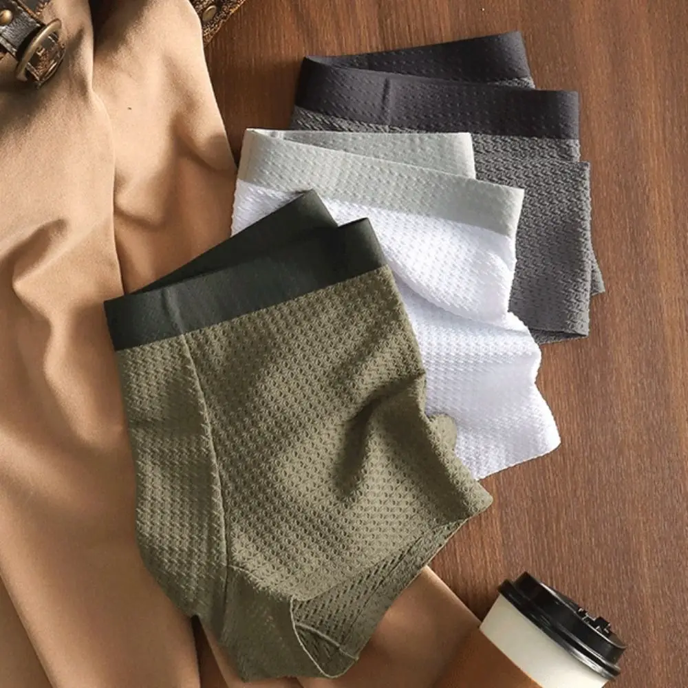 

Удобные однотонные мужские трусы-боксеры, сетчатые трусы, трусы из ледяного шелка, нижнее белье, бесшовное нижнее белье для мужчин, лето