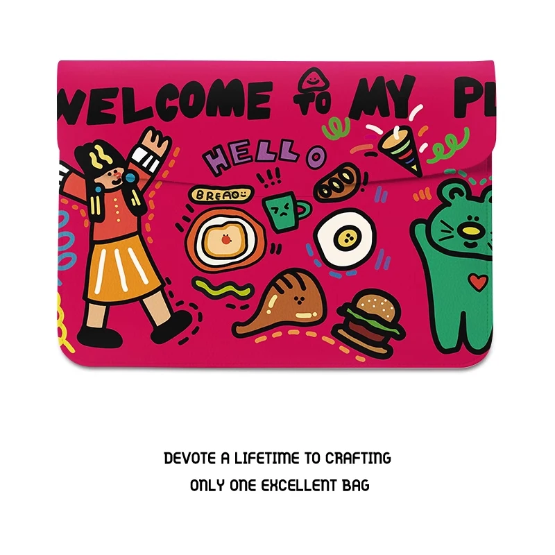 Tapete de mouse para laptop 2 em 1 divertido e fofo e bolsa com forro interno – Capa protetora ultra leve para notebook de 12 a 15 polegadas Kawaii