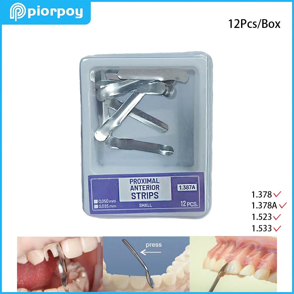 

PIORPOY 12Pcs Dental Proximal Anterior Strips Sectional Contoured Matrices SystemTwin Anterior Matrice For Anterior Restoration