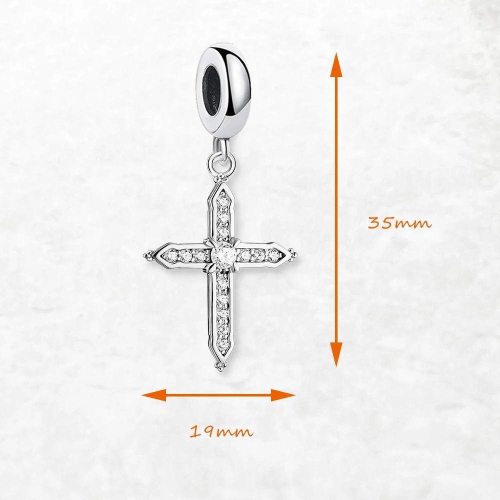 925 Sterling Silver White Zircon Pave Cross Pendant Charm For Women New Fine Jewelry Faith Classic Gift