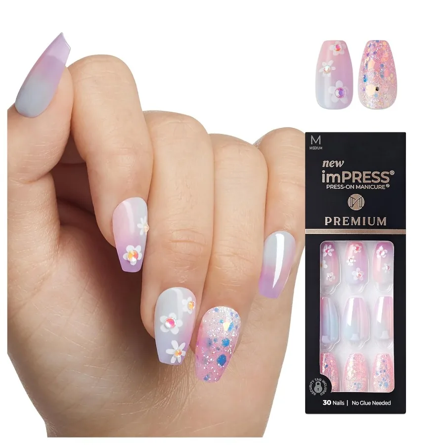 

Premium Press On Nails Style 'Portal' in Purple for Medium Coffin Shape No Separate Tabs Ideal for Everyday Wear and Sp