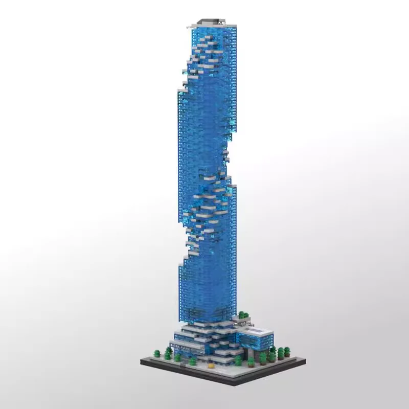 MOC City Street View Architecture 1:800 Scale Thai Model Building Blocks Skyscraper Modern Tower Collection Toy Gifts