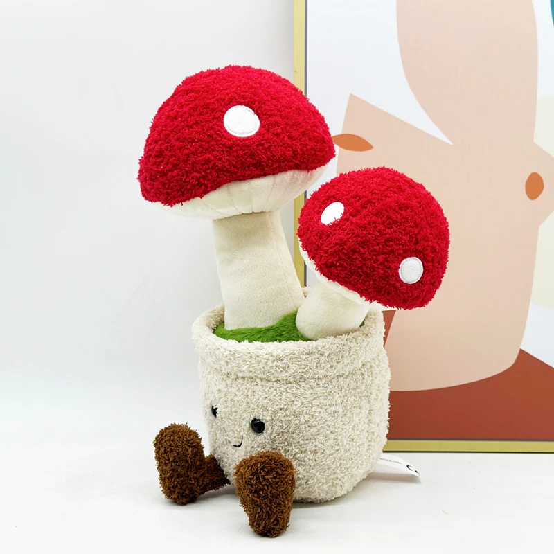 30cm kawaii simulação cogumelo realista brinquedo de pelúcia recheado vasos plantas vermelho bonito babys conforto bonecas para meninas presentes decoração