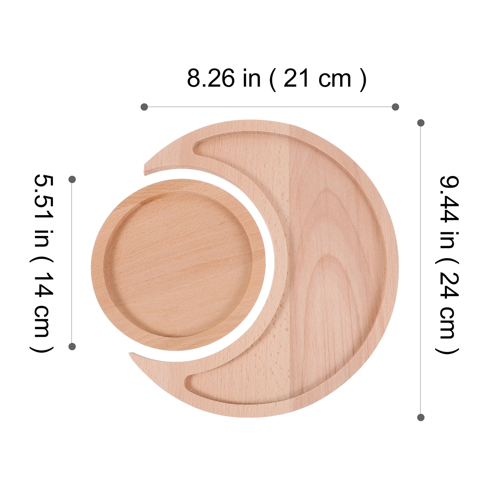 1Set Exquisite Wooden Jewelry Tray Storage Plate Moon and Round Shape Desktop Organizer for Jewelry Cosmetics and Keys