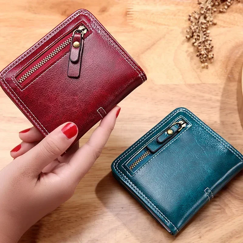 Dompet Mini kulit mewah wanita baru tas koin gesper dompet pendek warna polos tas genggam wanita kecil dompet wanita