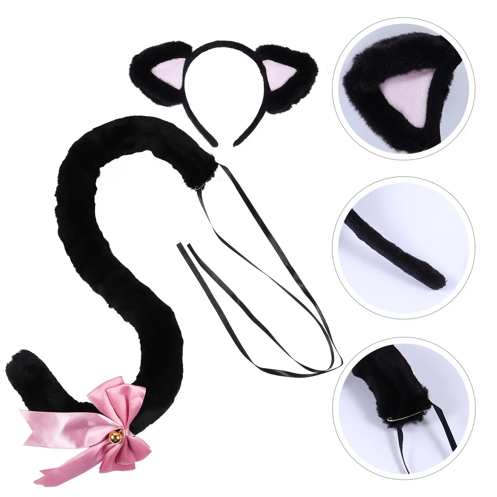 

Набор: повязка на голову с кошачьими ушками и хвост, милый креативный аксессуар для косплея, костюм для вечеринки, маскарада, тематического мероприятия, фотосессии, ролевых игр