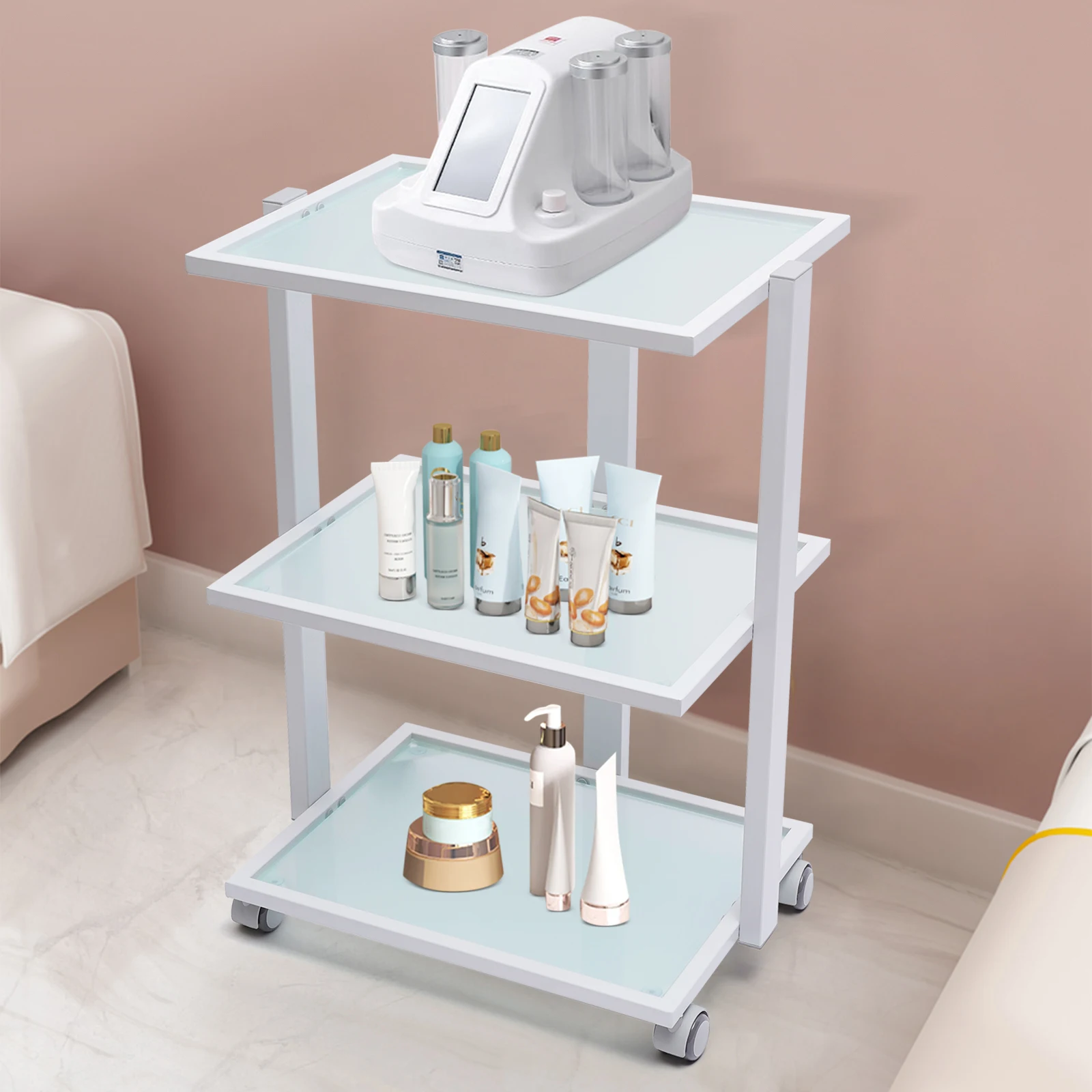 3-Tier  Dental Clinic Medical treatment trolley Beauty instrument cart four-wheeled storage rack Mobile trolley