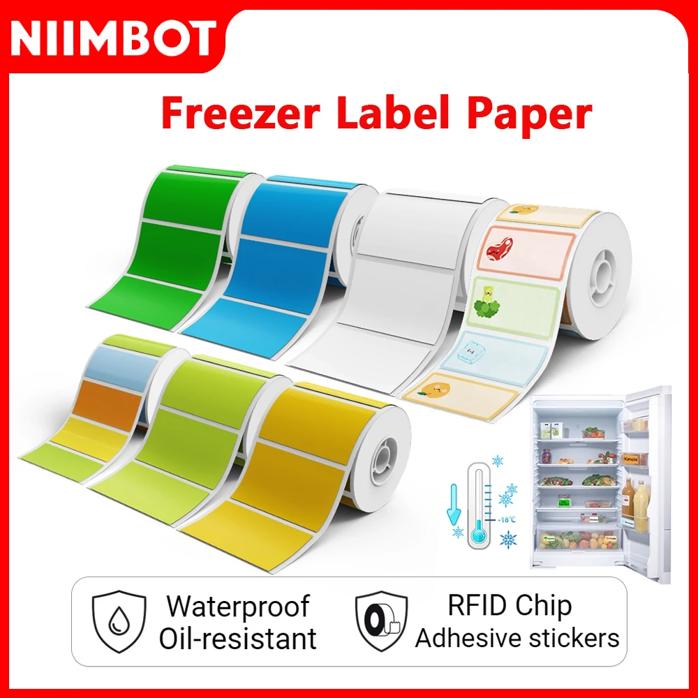 Niimbot B1/B21 Thermal Mini Printer Frozen Label Paper Anti-Oil kitchen Waterproof  Self-adhesive Color Sticker White Label Pape